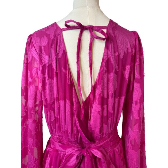NWT Band Of The Free Large  Fuchsia Pink Textured Long Sleeve Mini Dress - Picture 10 of 16